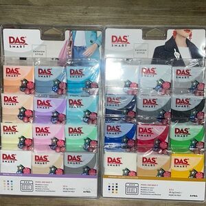 2 Packages of DAS Smart Polymer Clays (Pastels + Primary Colors)